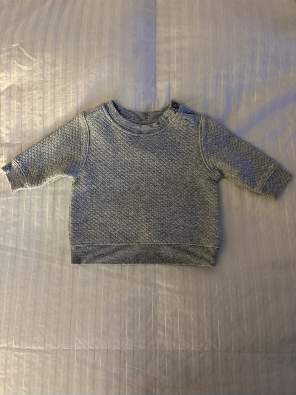 Baby Gray Quilted Crewneck Men's Sweater